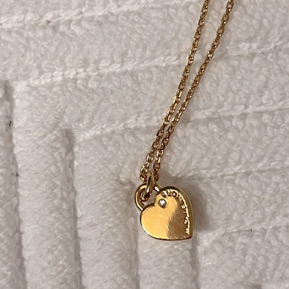 New MK w tag gold brass genuine Michael Kors heart necklace with rhinestones - Picture 4 of 6